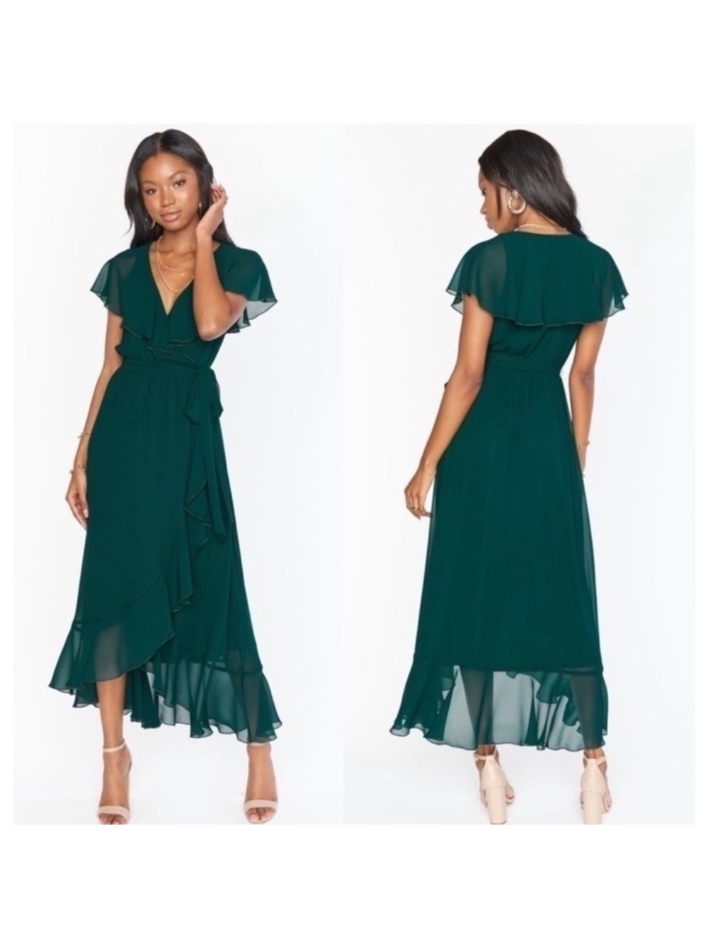 Show me your MuMu Jess Ruffle Midi Dress - Green - 1X